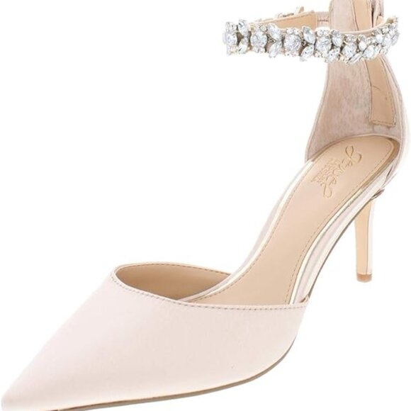 NIB Badgley Mischka Robles Champagne Color Kitten Heel Evening Pumps Size 7.5 - Picture 1 of 2